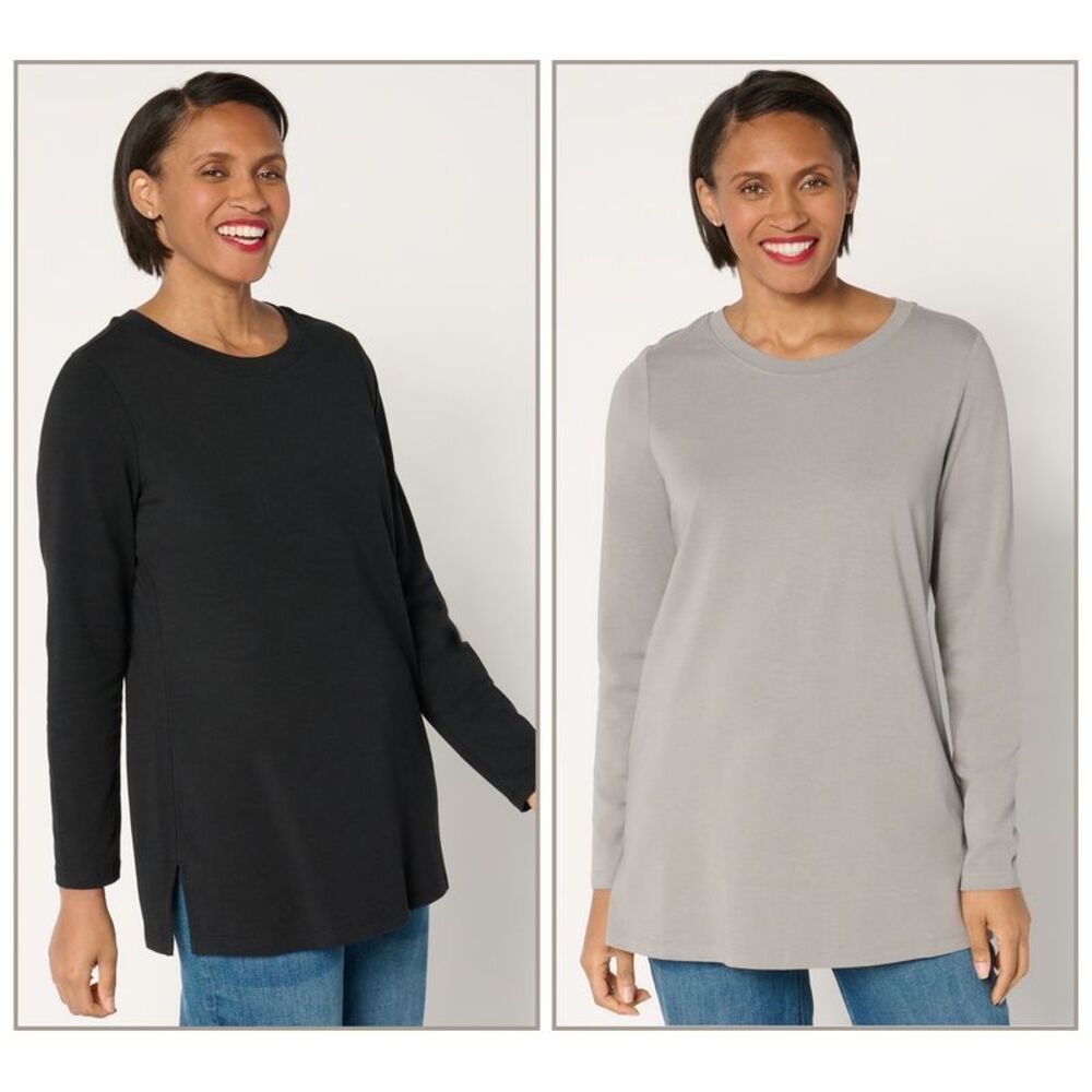 Denim & Co. Women's Top Sz 2XS (XXS) Essentials Favorite Multi-colored